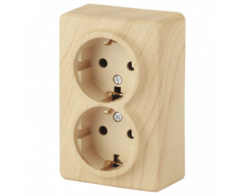 Розетка двойная с заземлением и со шторкой Эра Эра Эксперт 11-2206-11