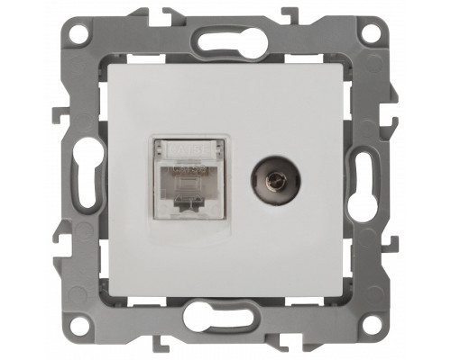 ТВ-розетка и розетка Ethernet RJ-45 без рамки Эра Эра 12 12-3110-01