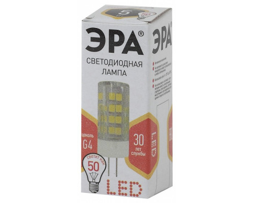Лампа светодиодная Эра Стандарт LED JC-5W-220V-CER-827-G4