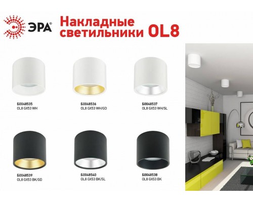 Накладной светильник Эра OL8 GX53 WH/GD Б0048536