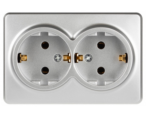 Розетка двойная с заземлением и со шторкой Эра Эра Эксперт 11-2205-03