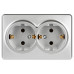Розетка двойная с заземлением и со шторкой Эра Эра Эксперт 11-2205-03