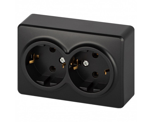 Розетка двойная с заземлением и со шторкой Эра Эра Эксперт 11-2205-05