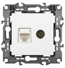 ТВ-розетка и розетка Ethernet RJ-45 без рамки Эра Эра 12 12-3110-01М