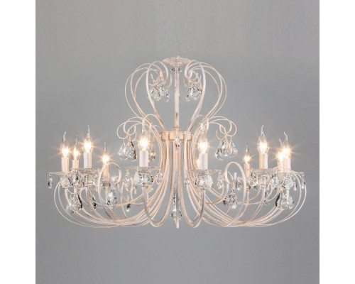 Подвесная люстра Eurosvet Alda 3305/12 белый с золотом/прозрачный хрусталь Strotskis