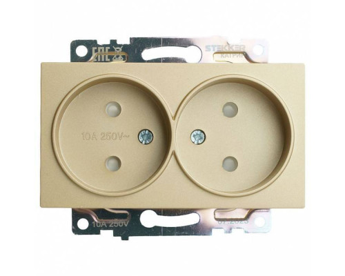 Розетка двойная без заземления и со шторкой, без рамки Stekker Катрин 49225