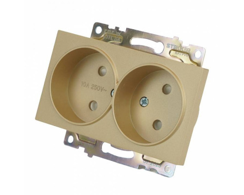 Розетка двойная без заземления и со шторкой, без рамки Stekker Катрин 49225