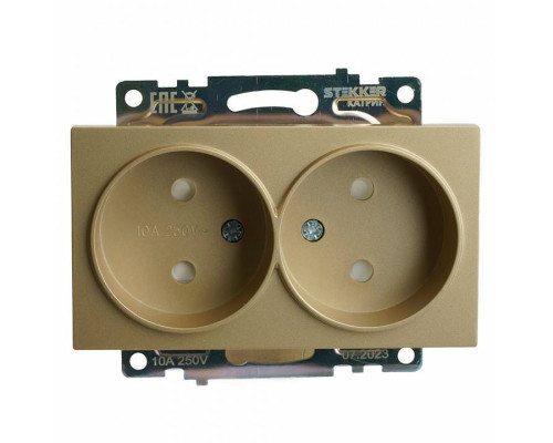 Розетка двойная без заземления и со шторкой, без рамки Stekker Катрин 49225