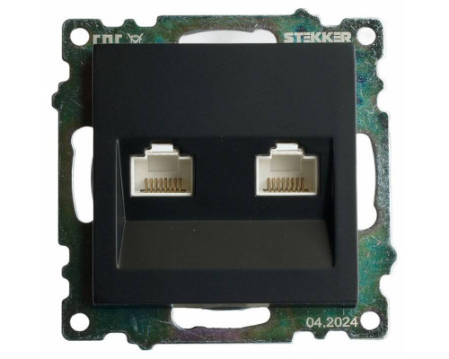 Розетка двойная Ethernet RJ-45 без рамки Stekker Катрин 50007