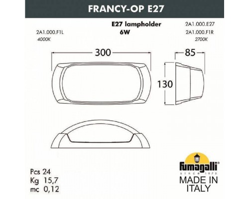 Накладной светильник Fumagalli Francy 2A1.000.000.AYF1R