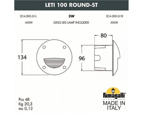 Встраиваемый светильник Fumagalli Leti 2C4.000.000.AYG1L