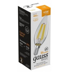 Лампа светодиодная Gauss Basic Filament E14 4.5Вт 2700K 1031115