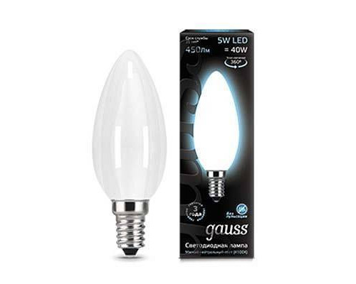 Лампа светодиодная Gauss Black C37 E14 5 Вт 4100 K 103201205