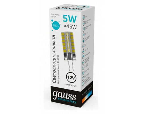 Лампа светодиодная Gauss Elementary G4 3 Вт 4100 K 18723