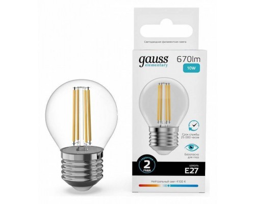 Лампа светодиодная Gauss Filament Elementary E27 10Вт 4100K 52220