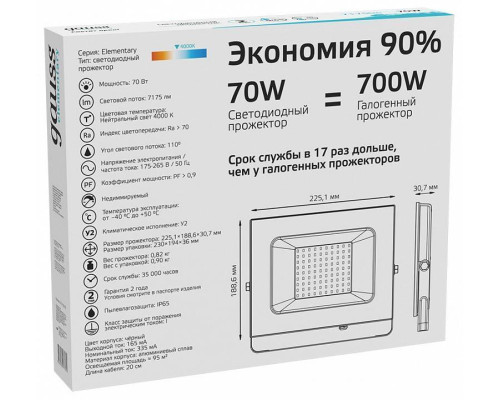 Светильник настенно-потолочный Gauss Elementary 613100270