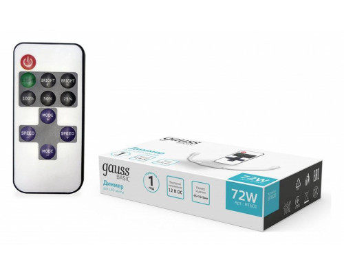 Диммер Gauss Basic для LED ленты 12В 72Вт BT600