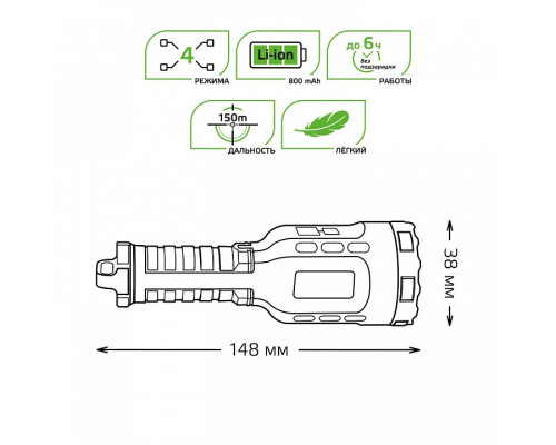 Фонарь ручной Gauss  GF208