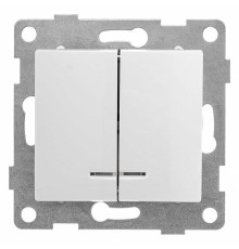 Выключатель двухклавишный с подсветкой без рамки Gusi Electric BRAVO С10В28-001