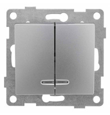 Выключатель двухклавишный с подсветкой без рамки Gusi Electric BRAVO С10В28-004