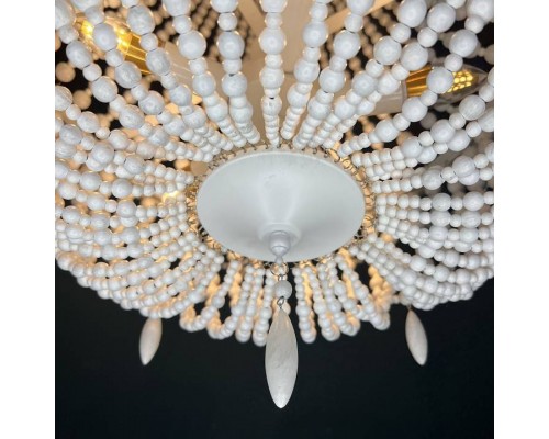 Подвесная люстра Imperiumloft Rh Anselme White Wood Large Chandelier 40.1934-0