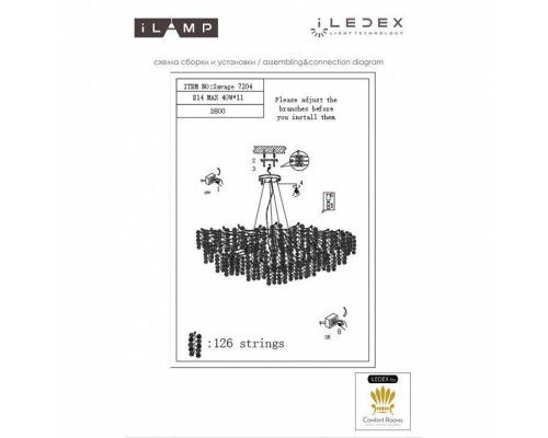 Подвесная люстра iLamp Savage 7204-D800 GD