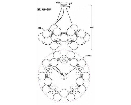 Подвесная люстра MyFar Aerton 20x40 Вт G9 MR1949-20P