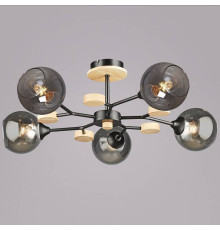 Люстра на штанге 06780-0.3-05 BK+WOOD