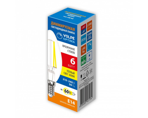 Лампа светодиодная Uniel OPTIMA DIM E14 6Вт 3000K UL-00009241