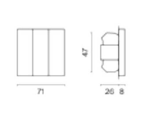 Выключатель трехклавишный без рамки Voltum S70 VLS030107