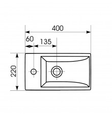 Раковина мебельная COMO 40 1 отв.