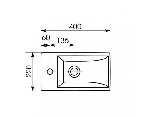 Раковина мебельная COMO 40 1 отв.