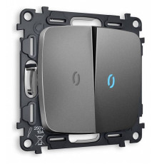 Выключатель двухклавишный с подсветкой без рамки Ambrella Volt Quant MO654020