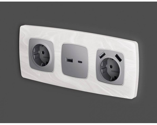 Накладка для розетки с заземлением и со шторками Ambrella Volt Quant OP5070
