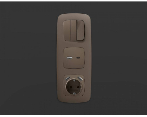 Накладка для розетки с заземлением и со шторками и 2хUSB type A Ambrella Volt Quant OP6390