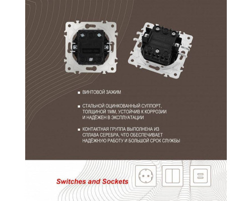 Выключатель двухклавишный без рамки Arte Milano 203 203.30-2.shampan