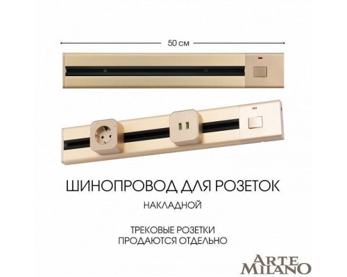 Трек накладной Arte Milano Am-track-sockets 385205TOB/50 Gold