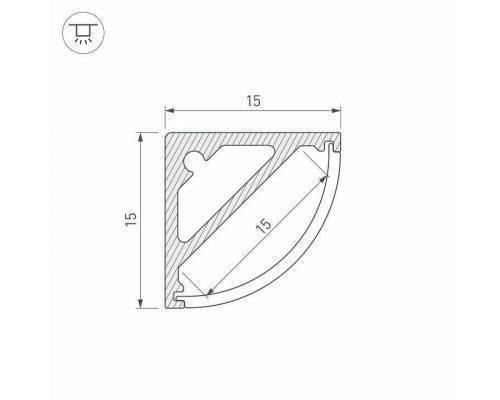 Профиль накладной Arlight SL-KANT-H15-2000 ANOD 019327