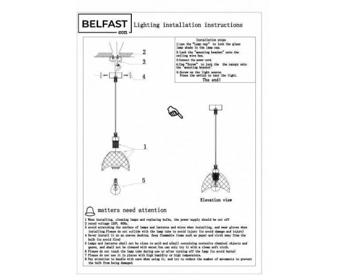 Подвесной светильник Belfast Clifton D33331-1 GL CA