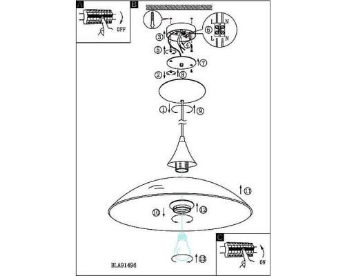 Подвесной светильник Eglo ПРОМО Lazolo 91496