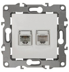 Розетка двойная RJ-11 и Ethernet RJ-45, без рамки Эра Эра 12 12-3109-01