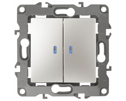Выключатель двухклавишный с подсветкой без рамки Эра Эра 12 12-1105-15