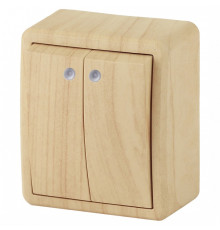 Выключатель двухклавишный с подсветкой Эра Эра Эксперт 11-1205-11