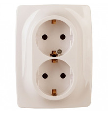Розетка двойная с заземлением Эра Эра 12 12-2116-02