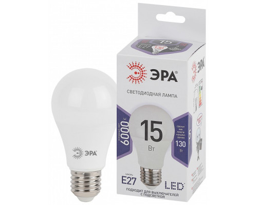 Лампа светодиодная Эра Стандарт LED A60-15W-860-E27