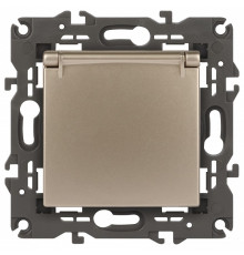 Розетка с заземлением и со шторкой, без рамки с крышкой Эра Эра Elegance 14-2103-04