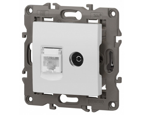 ТВ-розетка и розетка Ethernet RJ-45 без рамки Эра Эра Elegance 14-3110-01