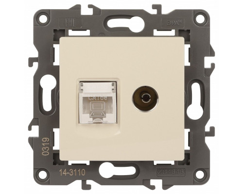 ТВ-розетка и розетка Ethernet RJ-45 без рамки Эра Эра Elegance 14-3110-02