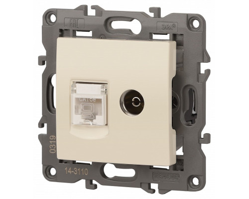 ТВ-розетка и розетка Ethernet RJ-45 без рамки Эра Эра Elegance 14-3110-02