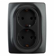 Розетка двойная с заземлением и со шторкой Эра Эра 12 12-2108-05